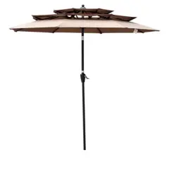 9Ft 3-Tiers Outdoor Patio Umbrella with Crank and tilt and Wind Vents for Garden Deck Backyard Pool