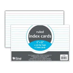 C-Line&reg; Index Cards, 5" x 8", White, Ruled, 25 Per Pack, 10 Packs