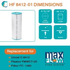 Hurricane Replacement Spa Filter Cartridge for  Unicel C-8412, PWWCT125, Filbur FC-1293, Waterway Clearwater II, Pro-Clean PCCF 125, White, 3 Pack