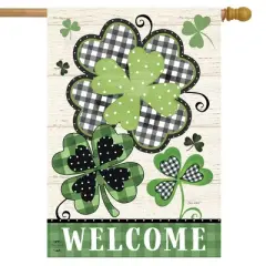 Patterned Shamrocks Welcome House Flag St. Patrick's Day 28" x 40" Briarwood Lane