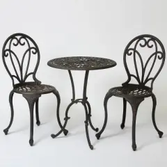 Thomas 3pc Cast Aluminum Patio Bistro Set - Dark Gold - Christopher Knight Home