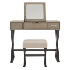 Brunswick Vanity Set with Flip Mirror and Power Strip Gray/Black - Inspire Q
