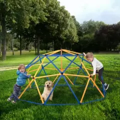 INFURNIC Baby Activity Gyms Outdoor Dome Climber with Monkey Bars for Kids Fun and Teamwork, Blue, 116.9"*116.9"*57.5"