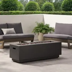 40" Outdoor 50,000 BTU Rectangular Iron Propane Fire Pit, Dark Grey (Tank Cover not Included)