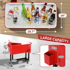 Karl Home 80 QT Red Patio Cooler Cart