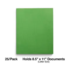 Staples Paper 2-Pocket Folders Green 25/Box (50753/27533-CC) ST27533
