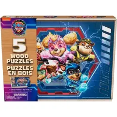 Paw Patrol 5-Pack Wood Puzzle - Join Chase, Marshall, and The Gang in Adventure