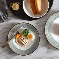 Itopfox Melamine Dinnerware Set, 12-Piece Plates and Bowls, Unbreakable and Dishwasher Safe, BPA-Free, Ideal for Indoor, Camping, BBQ, RV, Party