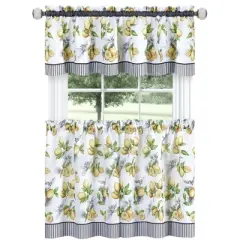 Kate Aurora Country Lemons Complete Cafe Style Kitchen Curtain Tier & Valance Set