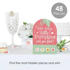 Big Dot of Happiness Girl Little Pumpkin - Fall Birthday Party or Baby Shower Scavenger Hunt - 1 Stand and 48 Game Pieces - Hide and Find Game