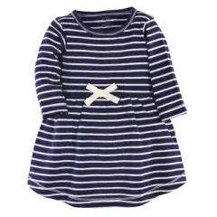 Touched by Nature Baby and Toddler Girl Organic Cotton Long-Sleeve Dresses 2pk, Colorful Dot