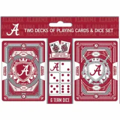MasterPieces Officially Licensed NCAA Alabama Crimson Tide 2-Pack Playing cards & Dice set for Adults