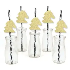 Big Dot of Happiness Gold Glitter Horse Party Straws - No-Mess Real Glitter Cut-Outs & Decor Kentucky Horse Derby Race Party Paper Straws - Set of 24