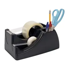 Officemate Recycled 2-in-1 Heavy Duty Tape Dispenser 1" and 3" Cores Black 96690