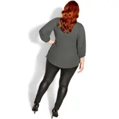 Women's Plus Size Stylish Fling Elbow Sleeve Top  -  deep sage  | CITY CHIC