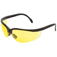 Calabria Safety Glasses | ANSI Z87+S | Yellow Tint | UV Protection | Black Frame | Adjustable Arm Length