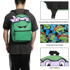 TMNT Ninja Turtles Interchangeable Characters Adult 16.5" Reversible Backpack
