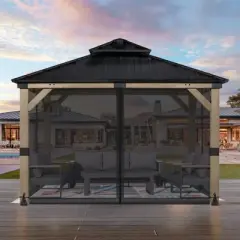 Aoodor Gazebo Replacement Netting Screen, Universal Gazebo 4-Panel Mosquito Net Sidewalls with Double Zippers for Outdoor Patio