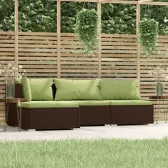 vidaXL Garden Lounge Set Brown, Green