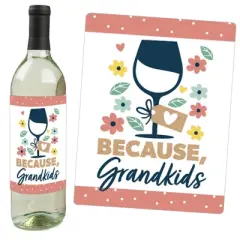 Big Dot of Happiness Grandma, Happy Mother's Day - We Love Grandmother Decorations for Women - Wine Bottle Label Stickers - Set of 4