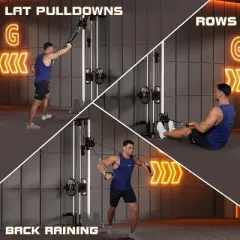 Wall Mount Cable Machine, LAT Pulldown With 19 Positions Dual Pulley System, Cable Crossover With Adjustable Footplate, Weight Workout Equipment