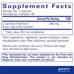 Pure Encapsulations L-Carnitine - Hypoallergenic Supplement for Cardiovascular and Endurance Support