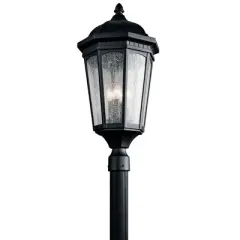 Courtyard 27" 3 Light Exterior Post Light with Clear Seeded Glass In Textured Black