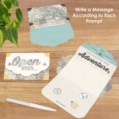 Big Dot of Happiness World Awaits - Going Away Cards Gift Box Kit - Open When Letters - Set of 8