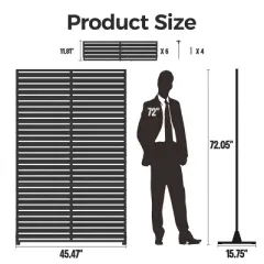 SEVOBAL Patio Decorative Screens 6 Piece Plastic Patio Screen with Venetian Flower Design for Yard, Garden, Indoor Spaces, Black, 45.47"*15.75"*72.05"