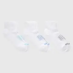 Hanes Women's Absolute Run 3pk Ankle Socks - White 5-9: Polyester Blend, Arch Support, Cushioned Sole, Seamless Toe, Knit