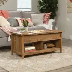 Cannery Bridge Lift Top Coffee Table Sindoori Mango - Sauder: Rustic Mid-Century Design, Dual Open Shelves