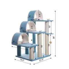 Armarkat 38" High Ivory Real Wood Cat Step Stairs ramp, Cat Sratcher For Pets Cats B3803