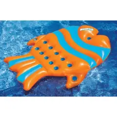 Swimline 60.5" Sun Fish Novelty French Pocket Inflatable Swimming Pool Floating Raft - Orange/Blue
