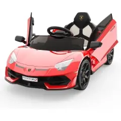 Garvee 12V Licensed Lamborghini Kids Electric Ride-On Car with Remote Control LED Lights and Sound System