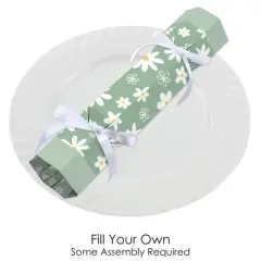 Big Dot of Happiness Sage Green Daisy Flowers - No Snap Floral Party Table Favors - DIY Cracker Boxes - Set of 12