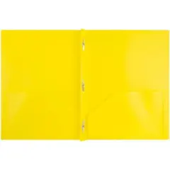 JAM 6pk POP 2 Pocket School Presentation Plastic Folders with Prong Fasteners Yellow