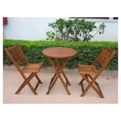 3pc Wood Patio Bistro Set - Brown - Merry Products