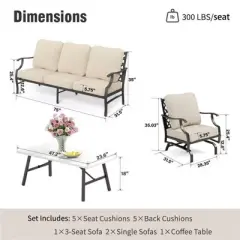 Captiva Designs 4pc Patio Outdoor Conversation Set with Rocking Grid-back Chairs for Garden, Poolside, Backyard