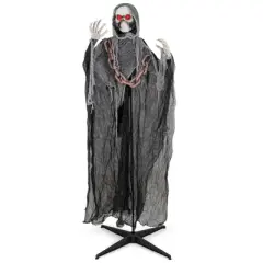 Costway 6.4 FT Standing Grim Reaper Halloween Animatronic Decoration with Light up Eyes