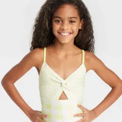 Girls' Gingham Check One Piece Swimsuit - Cat & Jack&trade; Green