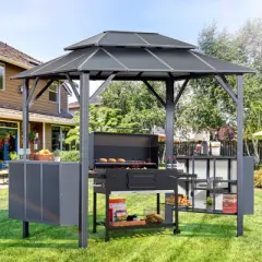 EROMMY 9 Ft. W X 6 Ft. D Aluminum Grill Gazebo