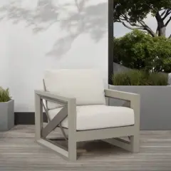 Christopher Knight Home Myra Outdoor Modern Powder Coated Aluminum Geometric Pattern Club Chair with Water Resistant Cushions