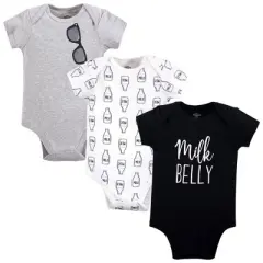 Little Treasure Baby Boy Cotton Bodysuits 3pk, Milk Belly