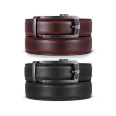 Men's Robust Metal Leather 2 Pack Ratchet Belt