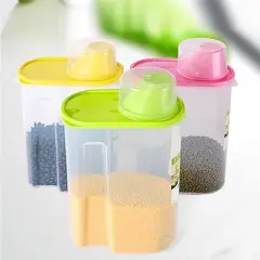 Basicwise BPA-Free Plastic Food Saver, Kitchen Food Cereal Storage Containers with Graduated Cap