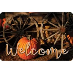 Ashley Productions&reg; The Original Fun Mat&trade;, Welcome Mat, 15.5" x 23.5", Pumpkin Wagon Welcome