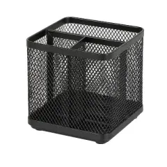 Mesh Pencil Holder Black - Brightroom&trade;: Steel Desk Organizer, Office Supplies, Pen Holder, 3.98" Height, Width, Depth