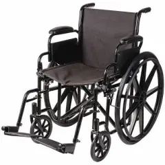 DMI Transport Chair Travel Wheelchair with Solid Steel Construction, Padded Removable Armrests, Easy to Fold and Store, Push-to-Lock Brakes, Silver