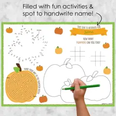 Big Dot of Happiness Pumpkin Patch - Paper Fall, Halloween or Thanksgiving Party Coloring Sheets - Activity Placemats - Set of 16
