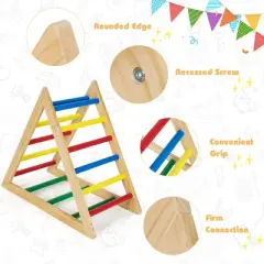 Costway Climbing Triangle Ladder, Wooden Triangle Climber, Educational Triangle Climber